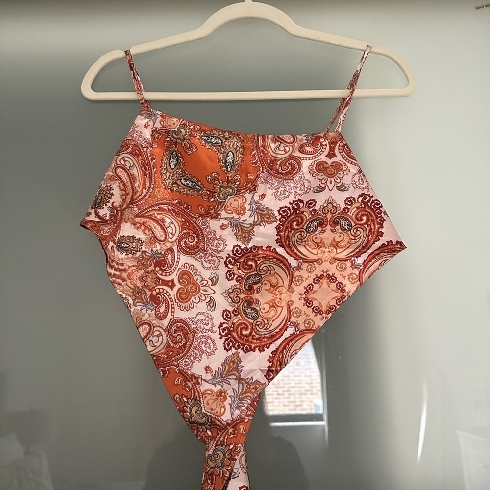 Orange Paisley Handkerchief Top